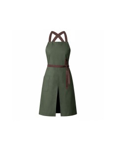 Avental Bipartido Verde Oliva Fenda Marrom Cafeteria Bar