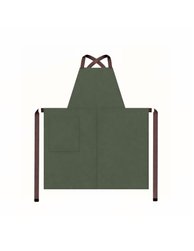 Avental Bipartido Verde Oliva Fenda Marrom...