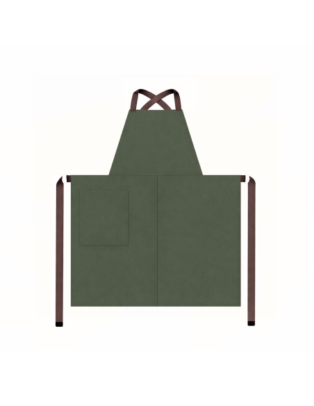 Avental Bipartido Verde Oliva Fenda Marrom Cafeteria Bar