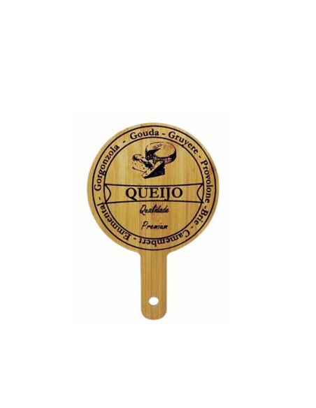 Tabua de Frios Queijos Redonda Bambu Decorada 40cm