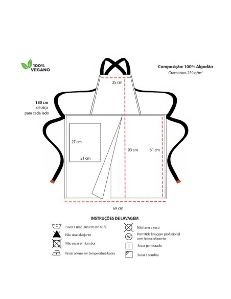 Avental Bipartido Verde Oliva Fenda Marrom Cafeteria Bar