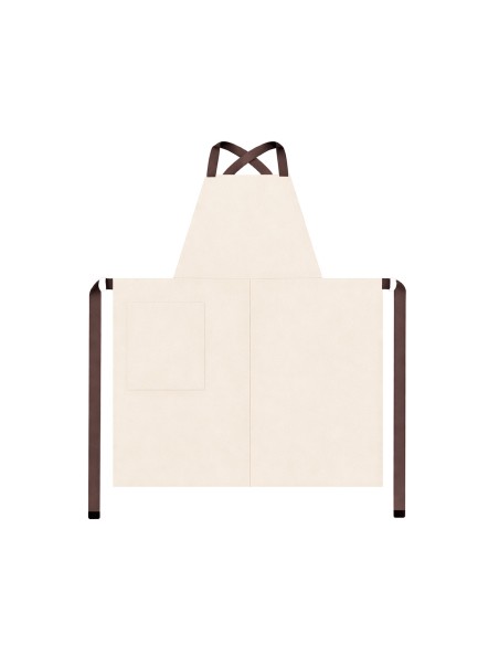 Avental Bipartido Areia Bege Fenda Marrom Cafeteria Bar