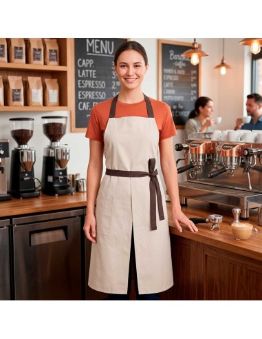 Avental Bipartido Areia Bege Fenda Marrom...