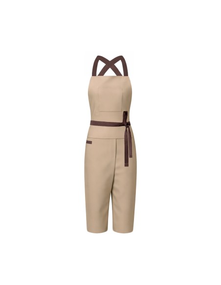 Avental Ceramica Macacao Bege Fenda Alça Cruzada Oleiro