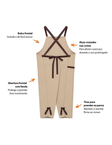 Avental Ceramica Macacao Bege Fenda Alça...