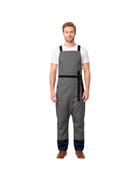 Avental Ceramica Macacao Cinza Fenda Alça Cruzada Oleiro