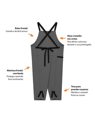 Avental Ceramica Macacao Cinza Fenda Alça...