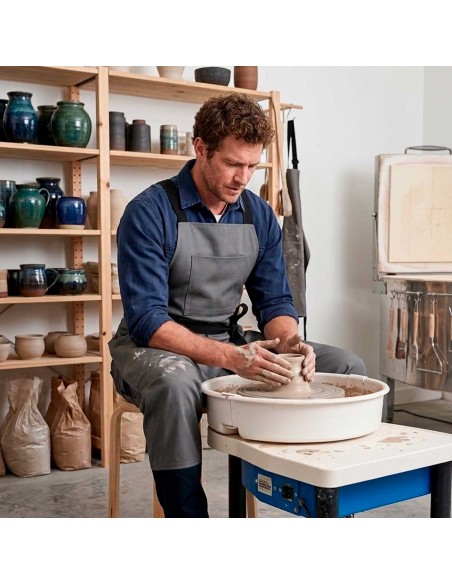 Avental Ceramica Macacao Cinza Fenda Alça Cruzada Oleiro