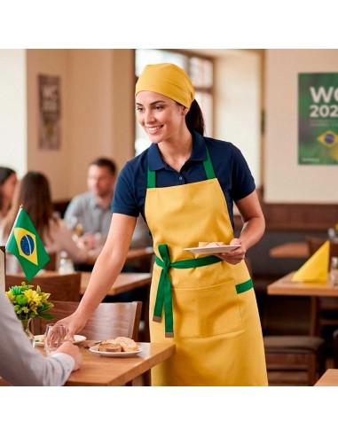 Avental Amarelo Alça Cruzada Verde Brasil...