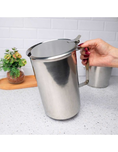 Jarra de Suco Agua Inox Tampa Aparador Bar Festa Buffet 2L