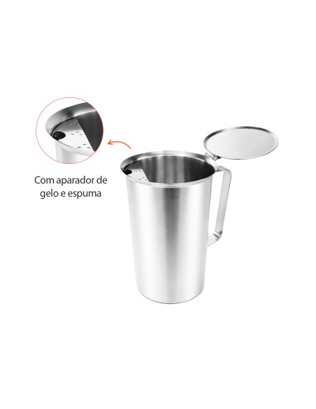 Jarra de Suco Agua Inox Tampa Aparador Bar Festa Buffet 2L