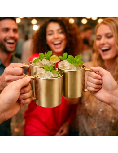 Caneca Moscow Mule Aço Inox Dourado Velho 420ml...