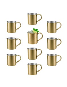 Caneca Moscow Mule Aço Inox Dourado 420ml Bar Drink 10un