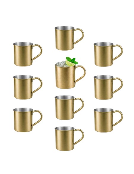 Caneca Moscow Mule Aço Inox Dourado 420ml Bar Drink 10un