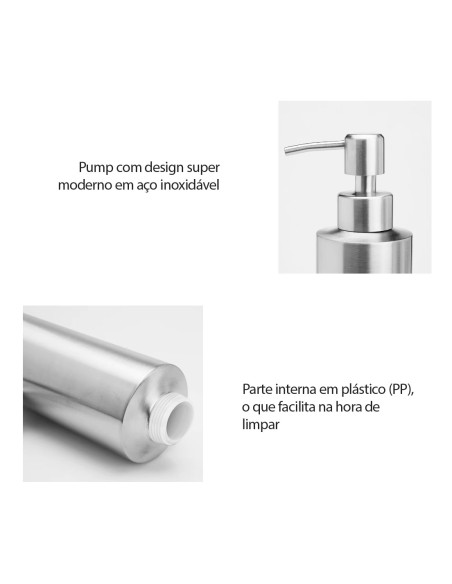 Porta Sabonete Liquido Dispenser  Alcool Gel Aço Inox 280ml