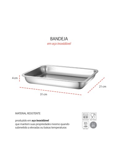 Bandeja Assadeira Forma Retangular Aço Inox...