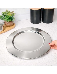 Sousplat Redondo Aço Inox Mesa Posta Buffet Restaurante 32cm 2