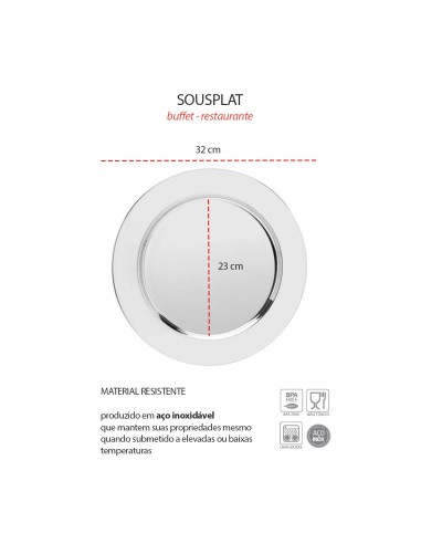 Sousplat Redondo Aço Inox Mesa Posta Buffet...