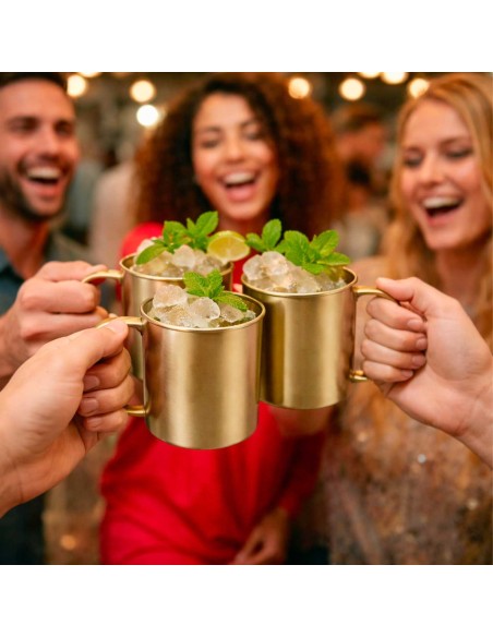 Caneca Moscow Mule Aço Inox Dourado 420ml Bar Drink 10un