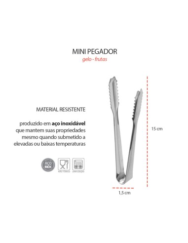 Pegador de Gelo Frios Jacare Inox Mini...