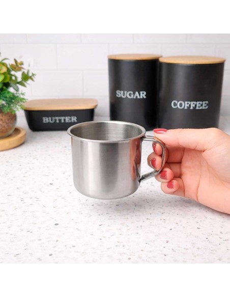 Caneca Mini Pequena Xicara Aço Inox Cafe Cha 150ml 10un