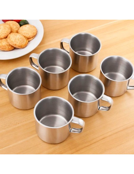 Caneca Mini Pequena Xicara Aço Inox Cafe Cha 150ml 10un