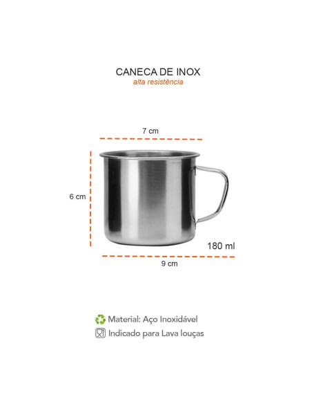 Caneca Mini Pequena 180ml Xicara Aço Inox 10un