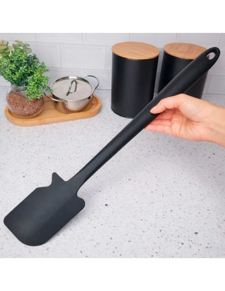 Espatula Grande Preto Silicone Cabo Longo 45cm Profissional