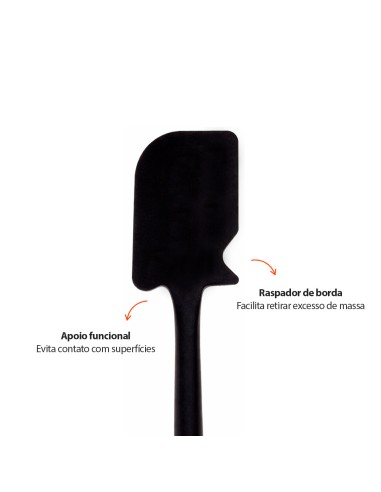 Espatula Grande Preto Silicone Cabo Longo 45cm...