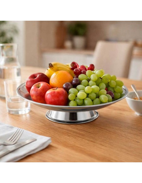 Prato de Bolo com Base Inox Boleira Fruteira Servir 31cm