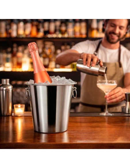 Balde de Gelo Garrafas Alça Inox Grande 4,5L Bar Restaurante