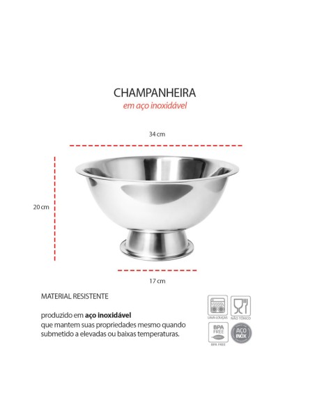 Champanheira Balde de Gelo Garrafas Inox 7,5L Buffet Eventos