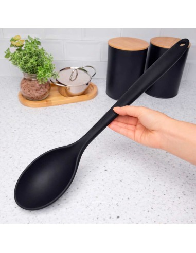 Colher Grande Preto Silicone Cabo Longo 45cm...