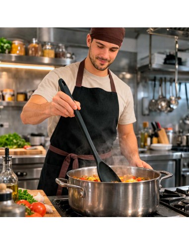 Colher Grande Preto Silicone Cabo Longo 45cm...