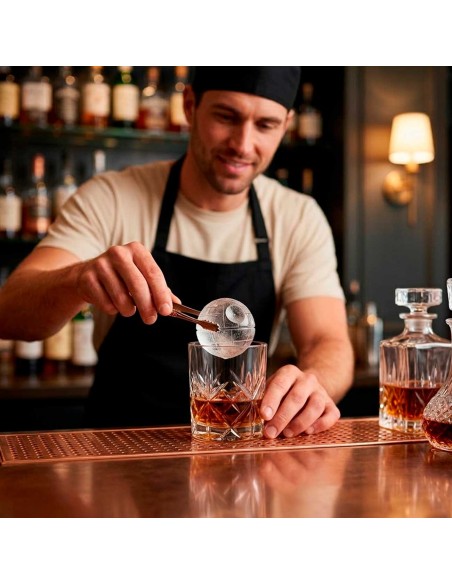 Forma de Gelo Redonda Esferas Silicone Preto Tampa Whisky