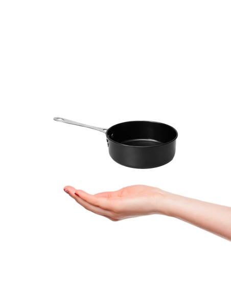 Frigideira Mini Cabo Inox Couvert Preto Servir Entrada Buffet 12cm