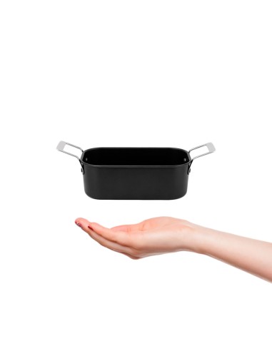 Travessa Mini Alça Inox Couvert Preto Servir...