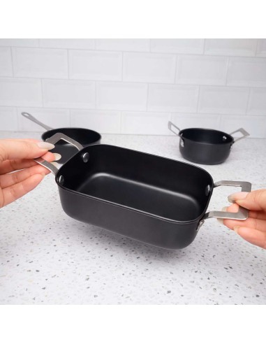 Travessa Mini Alça Inox Couvert Preto Servir...