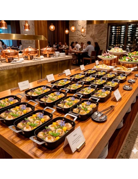 Travessa Mini Alça Inox Couvert Preto Servir Entradas Buffet 14cm