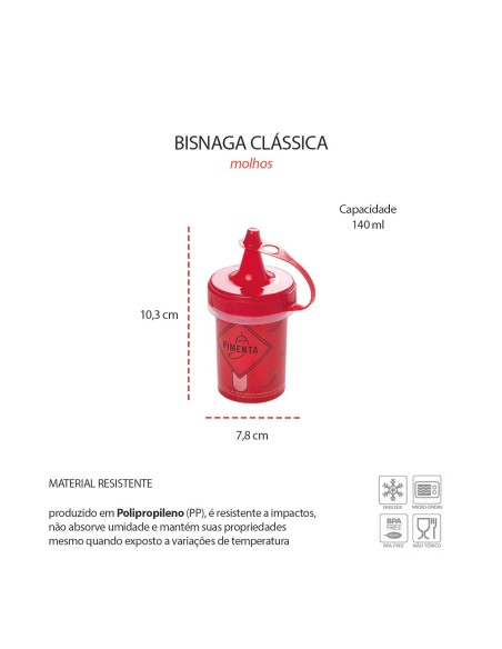 Bisnaga Pote Pimenta Mini Bico Dosador Plastico Molhos 140ml