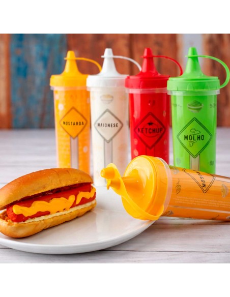 Bisnaga Molhos Tubo Bico Dosador Plastico 250ml Lanchonete