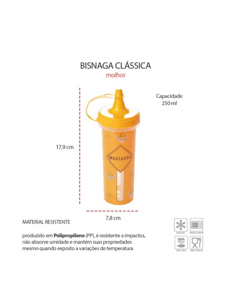 Bisnaga Mostarda Bico Dosador Plastico Molho 250ml Lanchonete