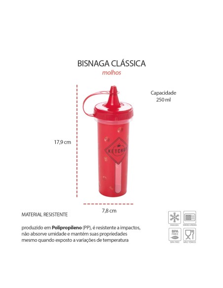 Bisnaga Ketchup Bico Dosador Plastico Molho 250ml Lanchonete
