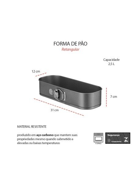 Forma de Pao Cuca Assadeira Antiaderente Fundo Removivel