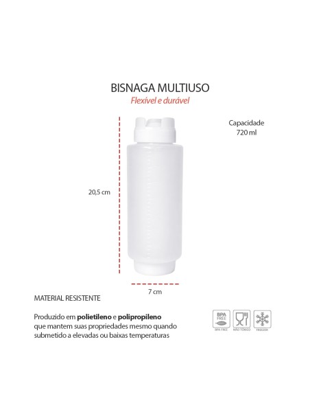 Bisnaga Transparente Invertida Tubo Molho Medidor 720ml 4un