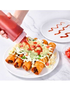 Bisnaga Transparente Tubo Fino Molho Medidor 720ml 4un 2