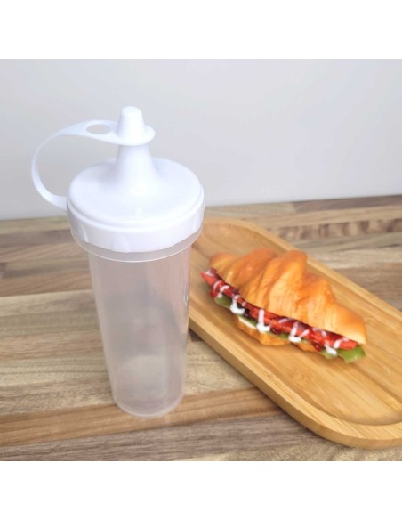 Bisnaga Transparente 250ml Tubo Bico Fino Molho Plastico 4un