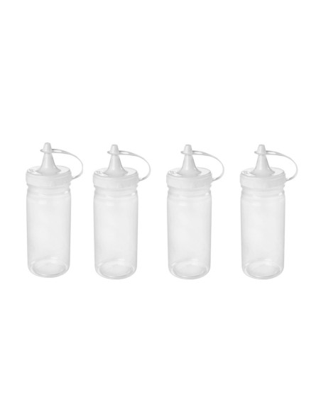 Bisnaga Transparente 380ml Tubo Bico Fino Molho Plastico 4un