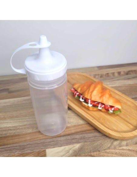 Bisnaga Transparente 380ml Tubo Bico Fino Molho Plastico 4un