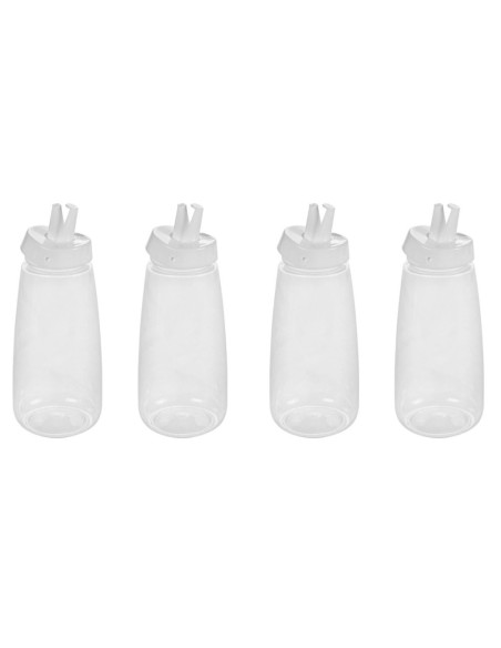 Bisnaga Transparente 520ml Tubo Bico Fino Molho Plastico 4un